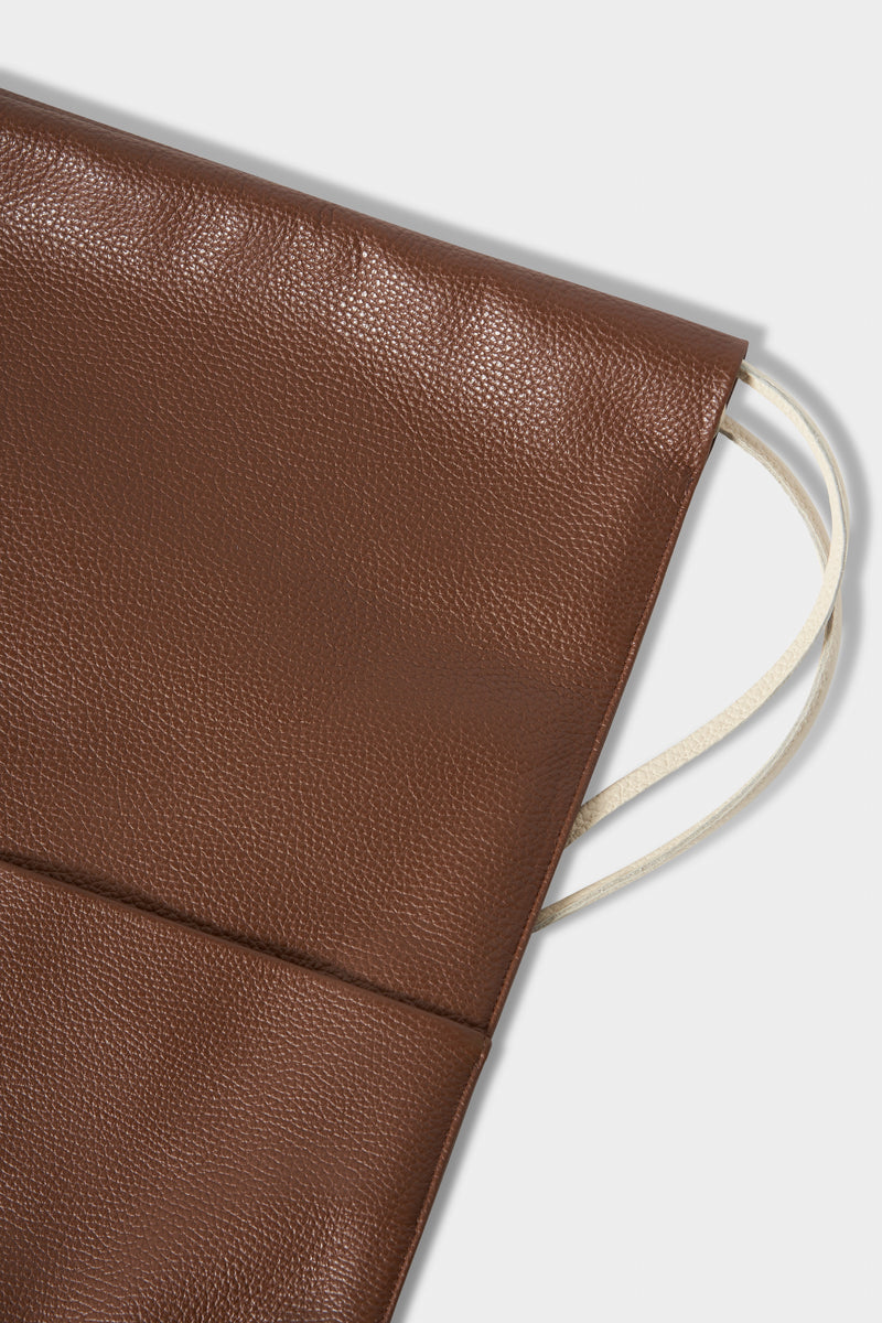 Drawpack Leather Backpack in Grain Brown