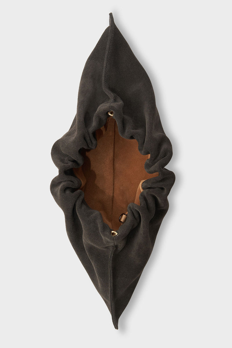 Mini Cloud Clutch Bag in Suede Dark Brown