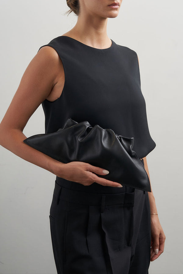 Mini Cloud Clutch Bag in Smooth Black