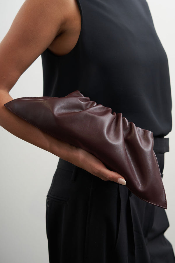 Mini Cloud Clutch Bag in Smooth Burgundy