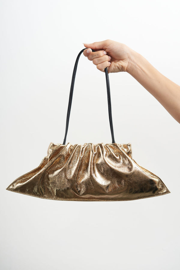 Mini Cloud Clutch Bag in Metallic Gold