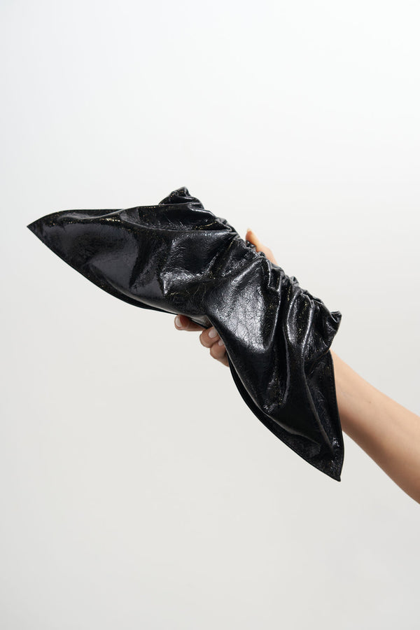 Mini Cloud Clutch Bag in Metallic Black