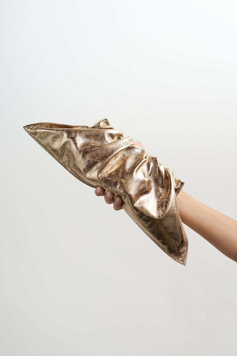 Mini Cloud Clutch Bag in Metallic Gold