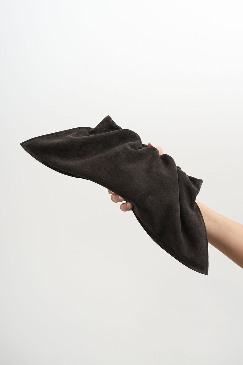 Mini Cloud Clutch Bag in Suede Dark Brown