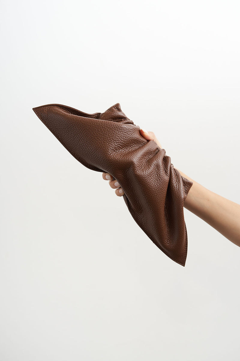 Mini Cloud Clutch Bag in Grain Brown