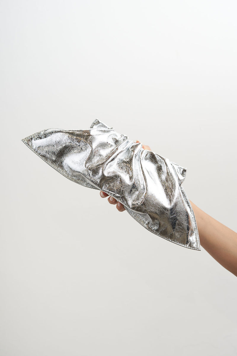 Mini Cloud Clutch Bag in Metallic Silver