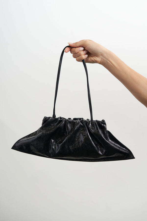 Mini Cloud Clutch Bag in Metallic Black