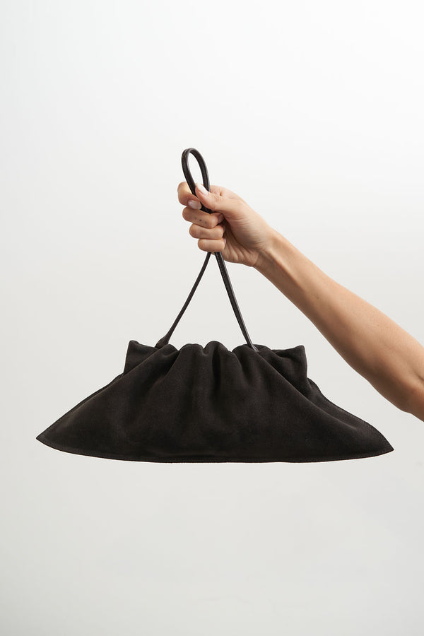 Mini Cloud Clutch Bag in Suede Dark Brown