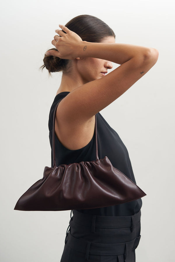 Mini Cloud Clutch Bag in Smooth Burgundy