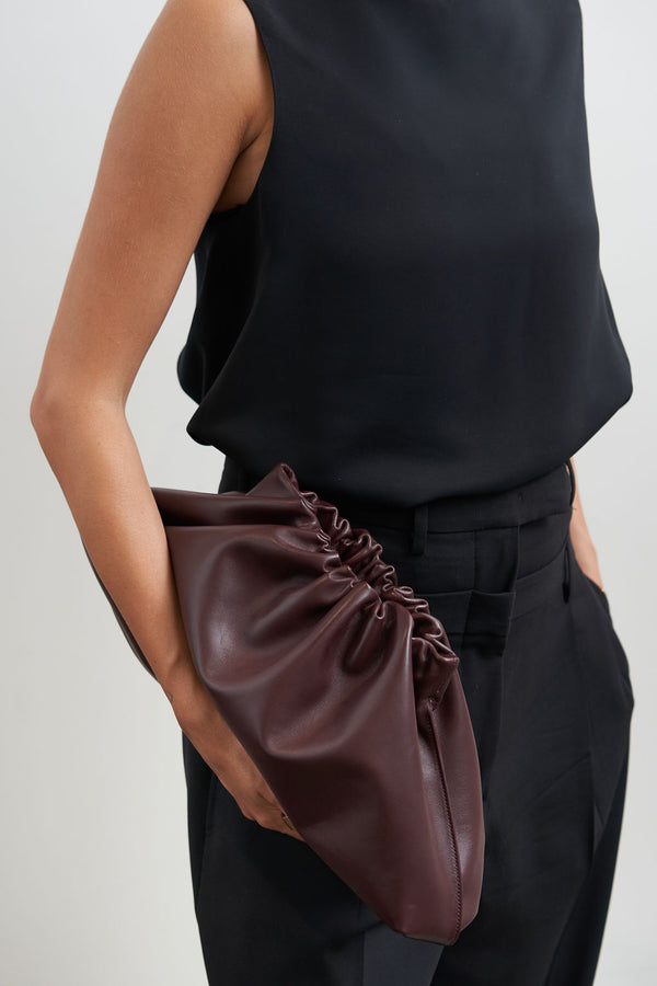 Cloud Clutch Bag in Smooth Burgundy