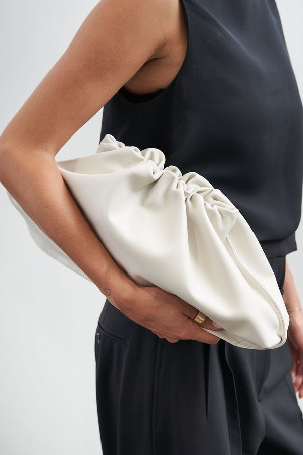 Cloudy Clutch Bag in Smooth Off White