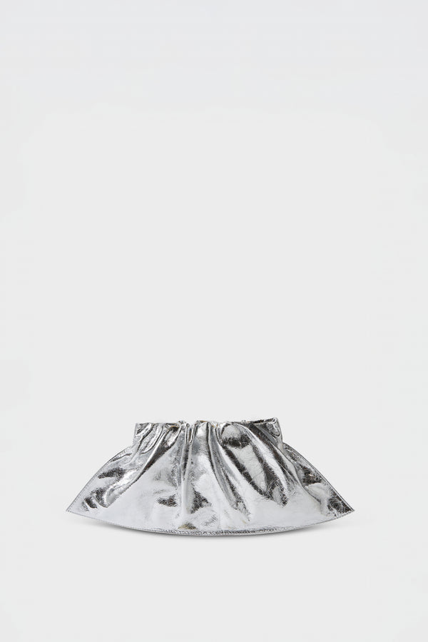 Mini Cloud Clutch Bag in Metallic Silver