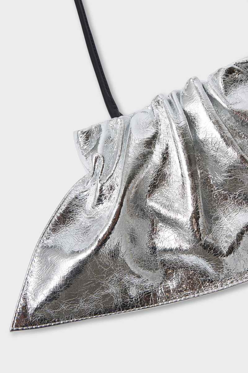Mini Cloud Clutch Bag in Metallic Silver