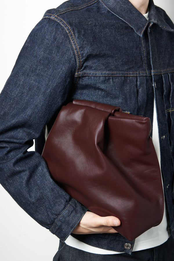 Large Fold Clutch in Smooth Burgundy