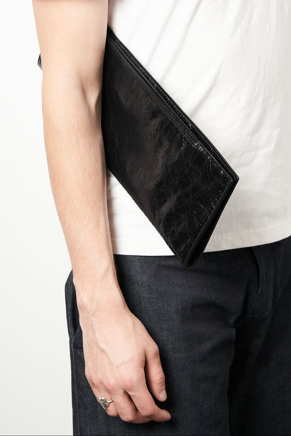 Slimline Clutch Pouch in Metallic Black