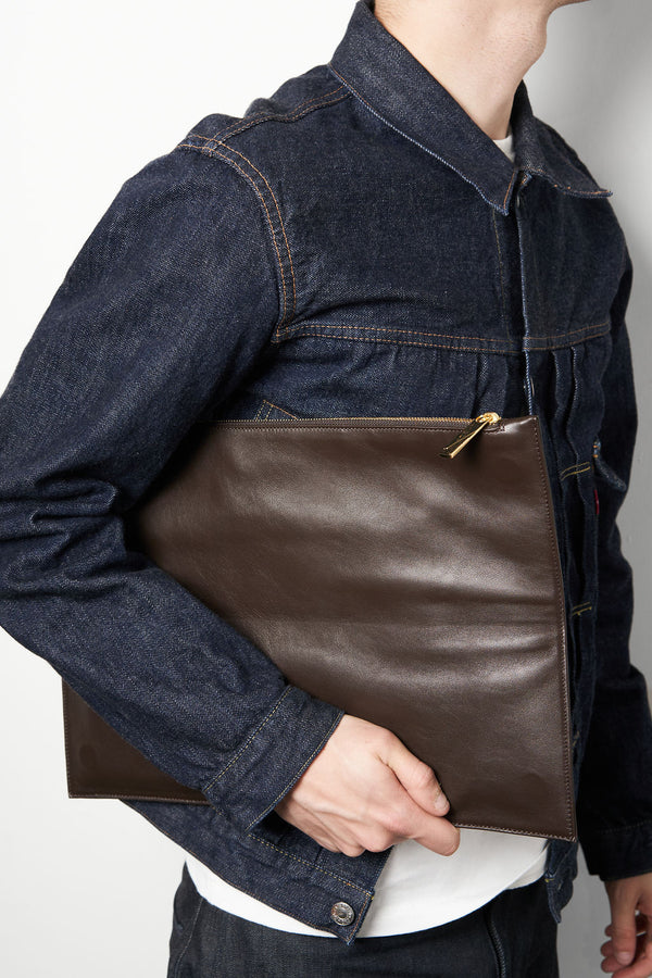 Slimline Clutch Pouch in Smooth Dark Brown