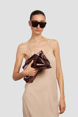 Fold Clutch in Metallic Burgundy