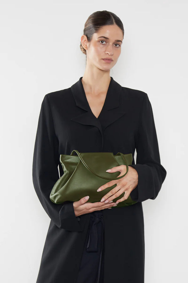 Fold Clutch in Smooth Khaki