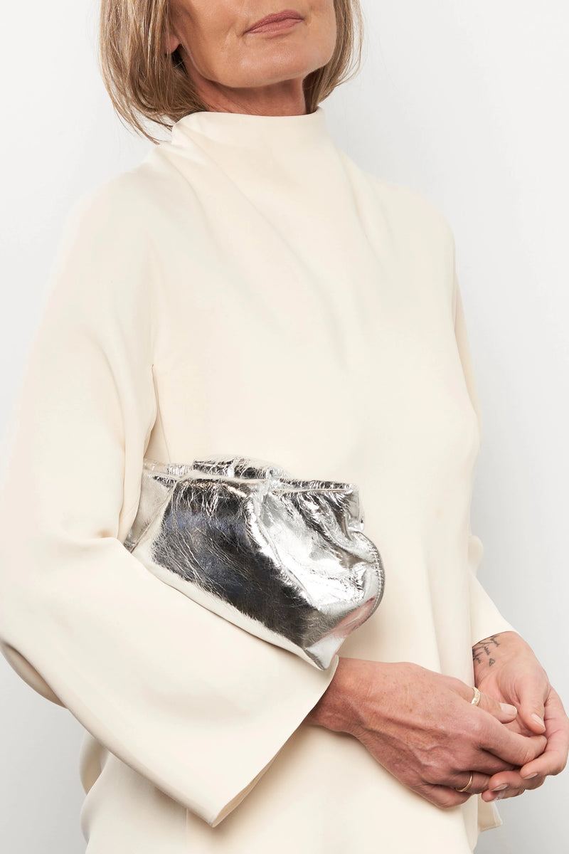 Fold Clutch Mini in Metallic Silver