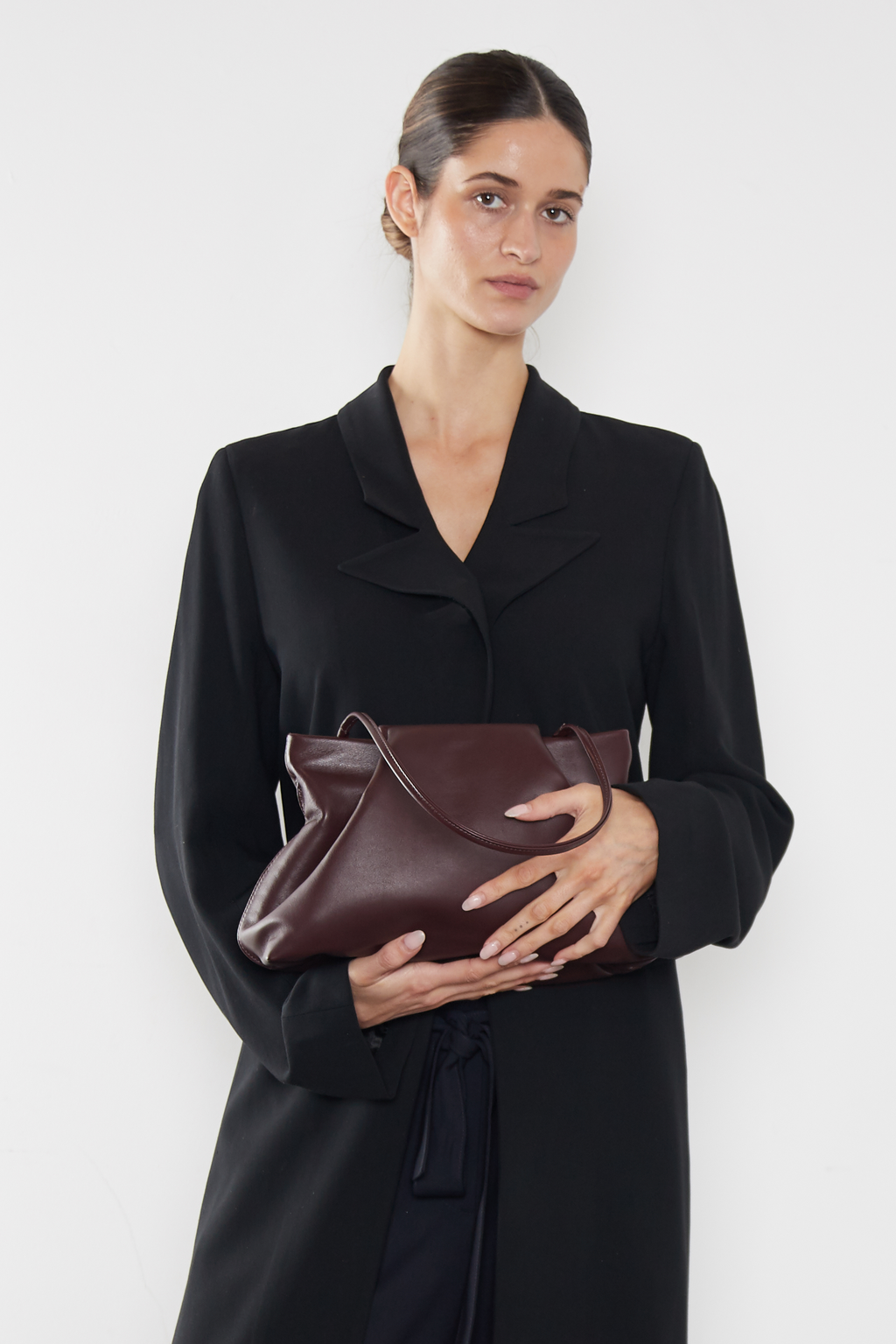 Fold Clutch in Smooth Burgundy