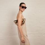 Trapezoid Clutch in Metallic Gold