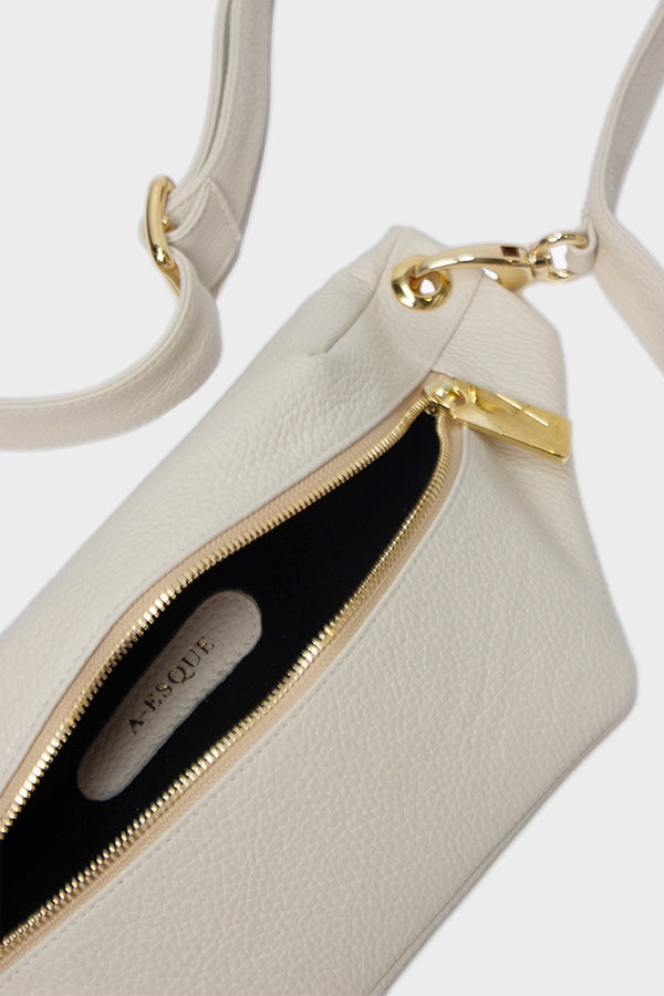 Oblong Crossbody Bag in White Wash