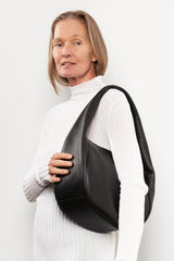 Midi Halo Shoulder Bag in Grain Black