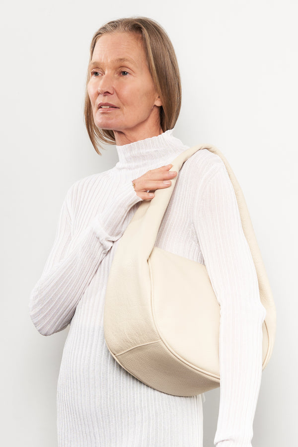 Midi Halo Shoulder Bag in Grain White Wash