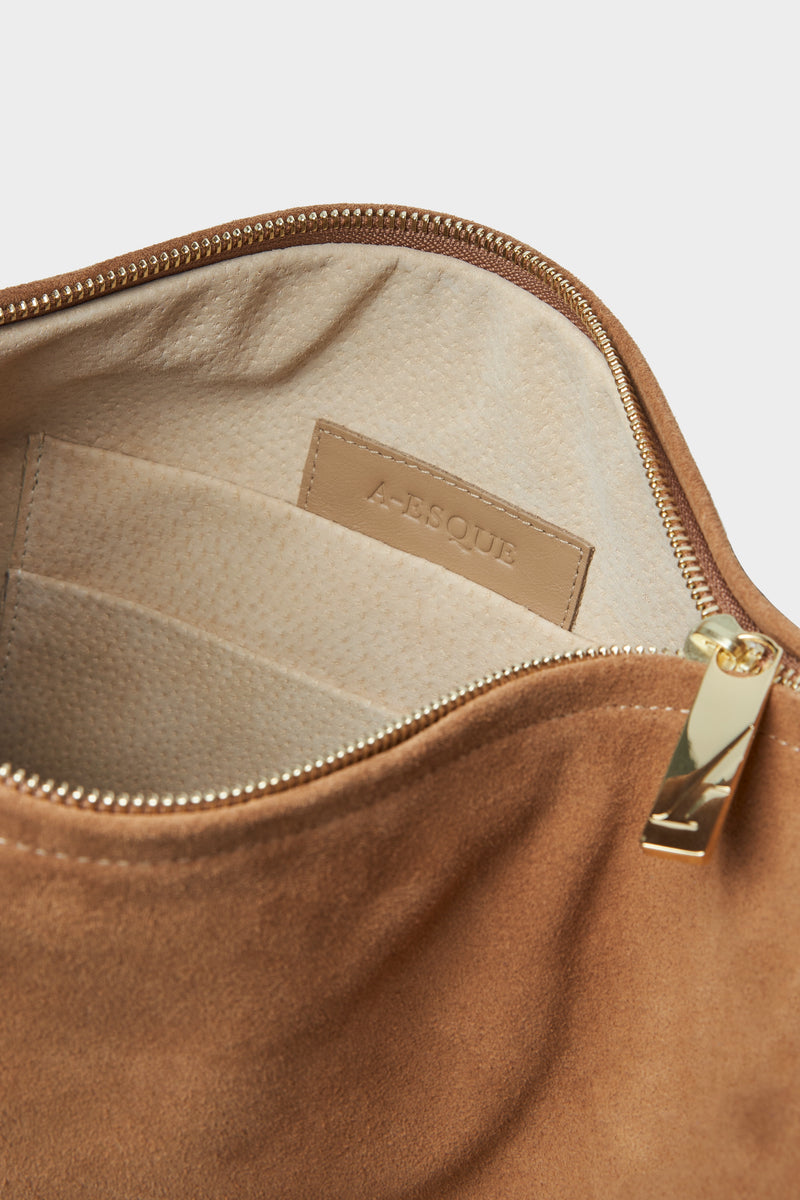 Halo Day Shoulder Bag in Suede Tan