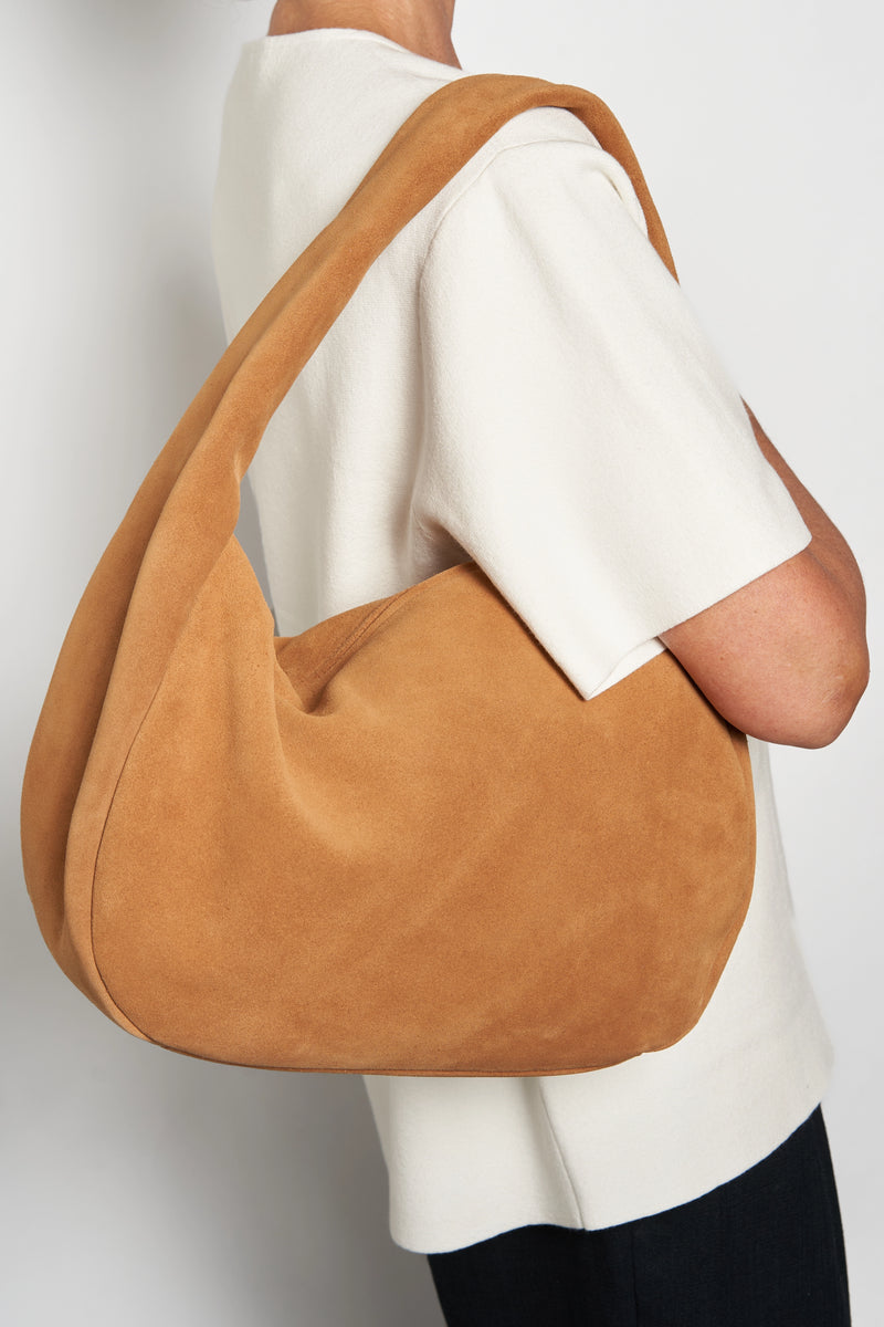 Halo Day Shoulder Bag in Suede Tan