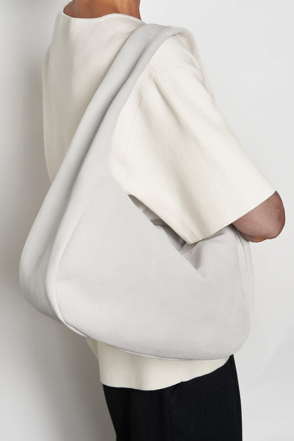 Halo Day Shoulder Bag in Suede White