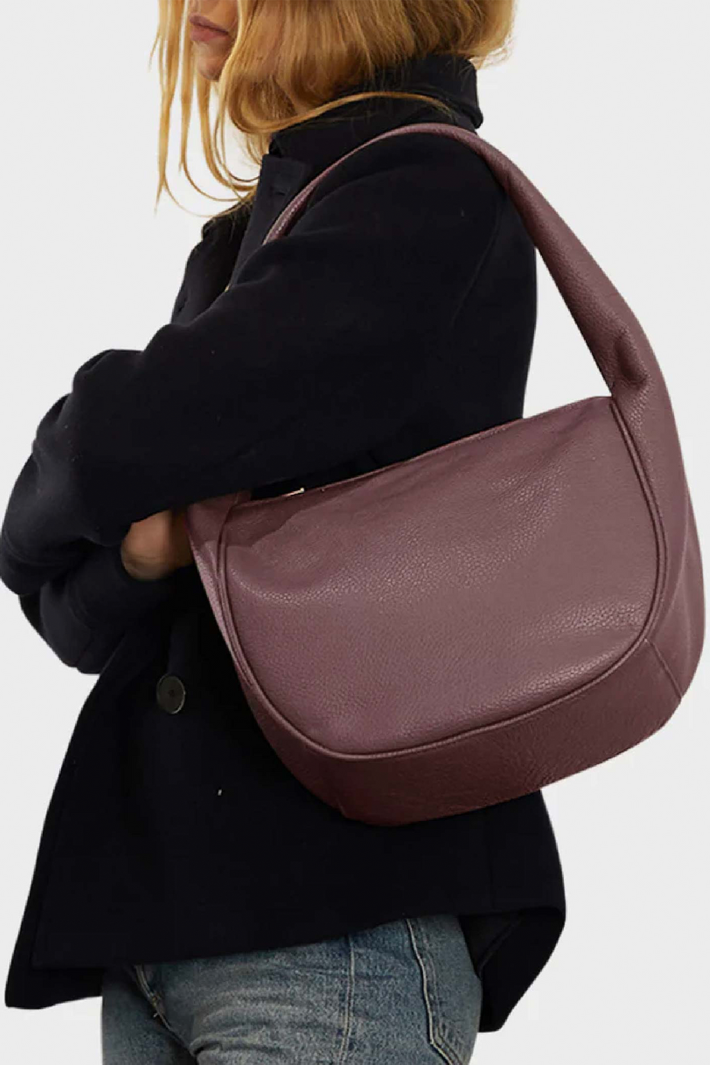 Midi Halo Shoulder Bag in Burgundy