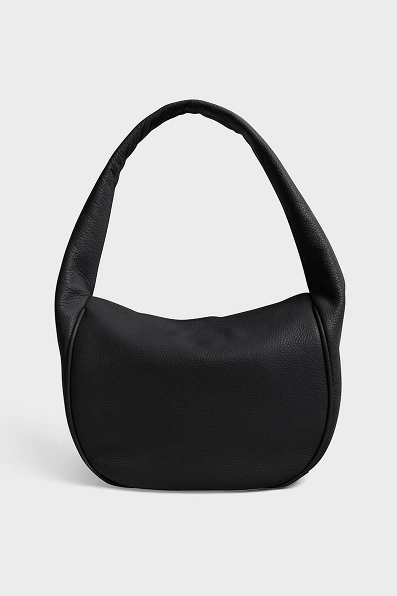 Midi Halo Shoulder Bag in Grain Black