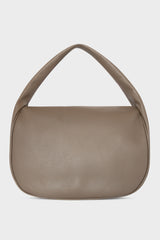 A large grey shoulder bag with a hobo inspired design made of fine Italian grain leather.