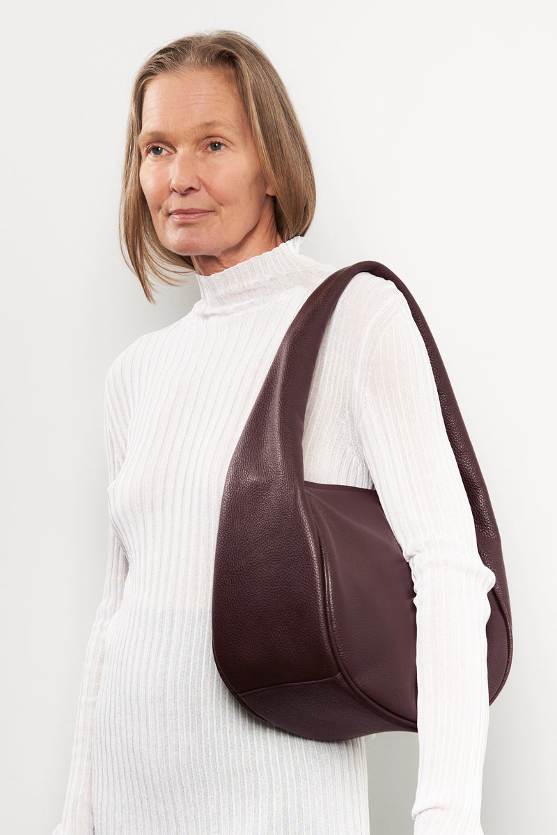 Midi Halo Shoulder Bag in Burgundy