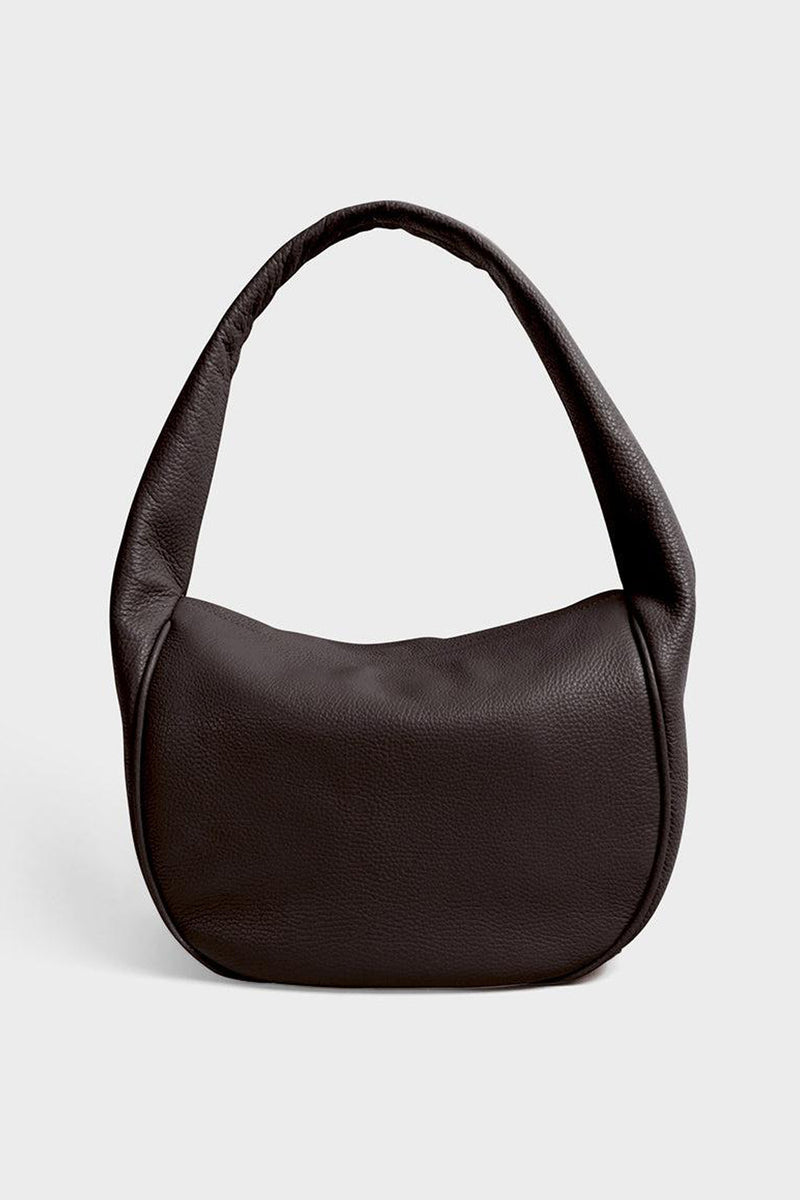 Midi Halo Shoulder Bag in Grain Dark Brown