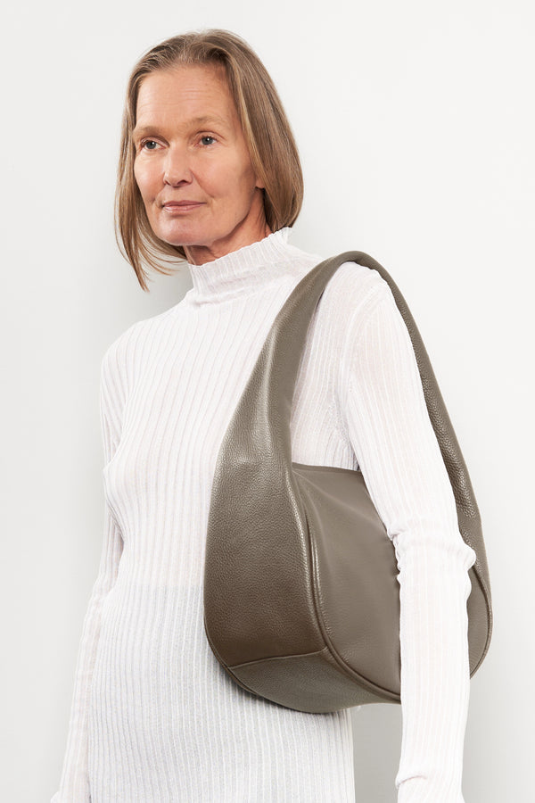 Midi Halo Shoulder Bag in Grain Grey Elephant