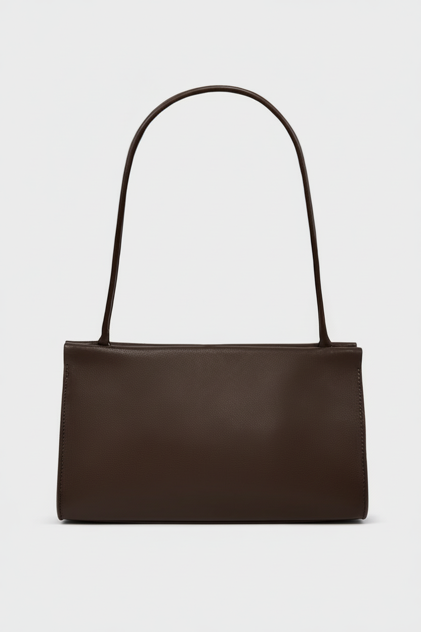 Teardrop Clutch in Smooth Dark Brown