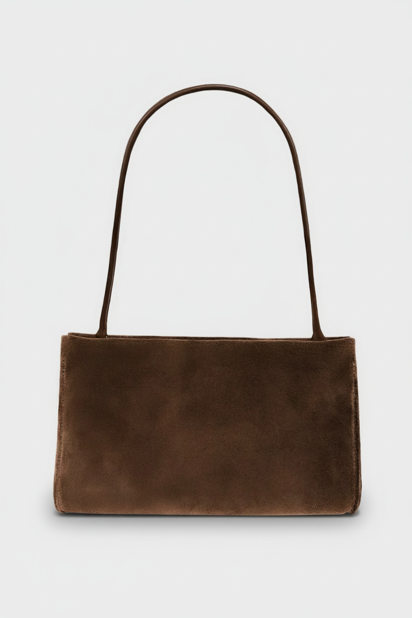 Teardrop Clutch in Suede Chestnut