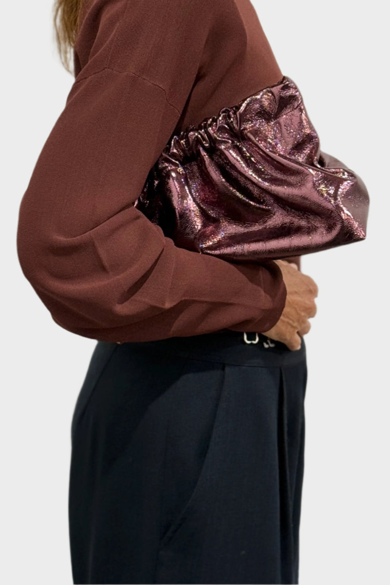 Mellow Clutch in Metallic Burgundy