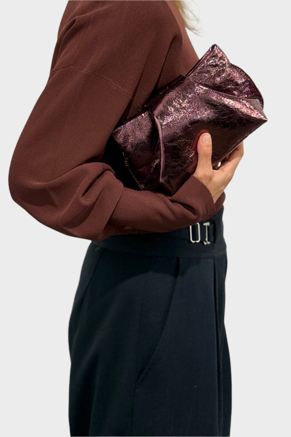 Fold Clutch Mini in Metallic Burgundy