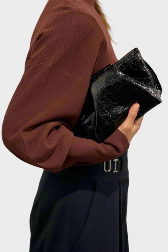 Fold Clutch Mini in Metallic Black