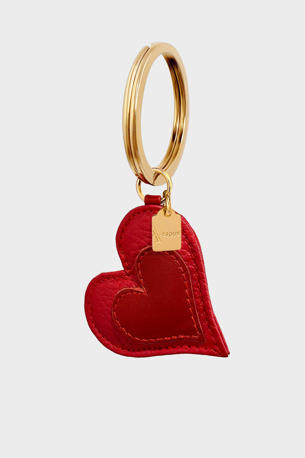 My Heart Keyring in Grain Red