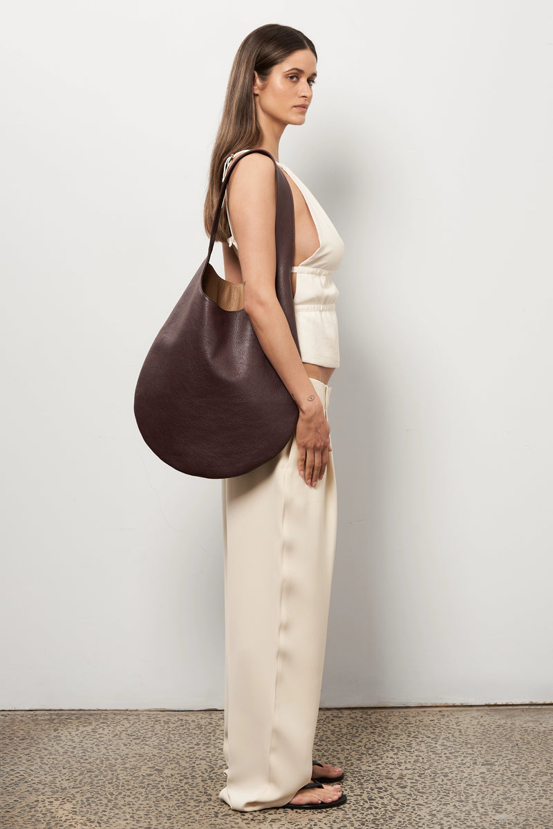 One Hobo Bag in Grain Burgundy/Beige