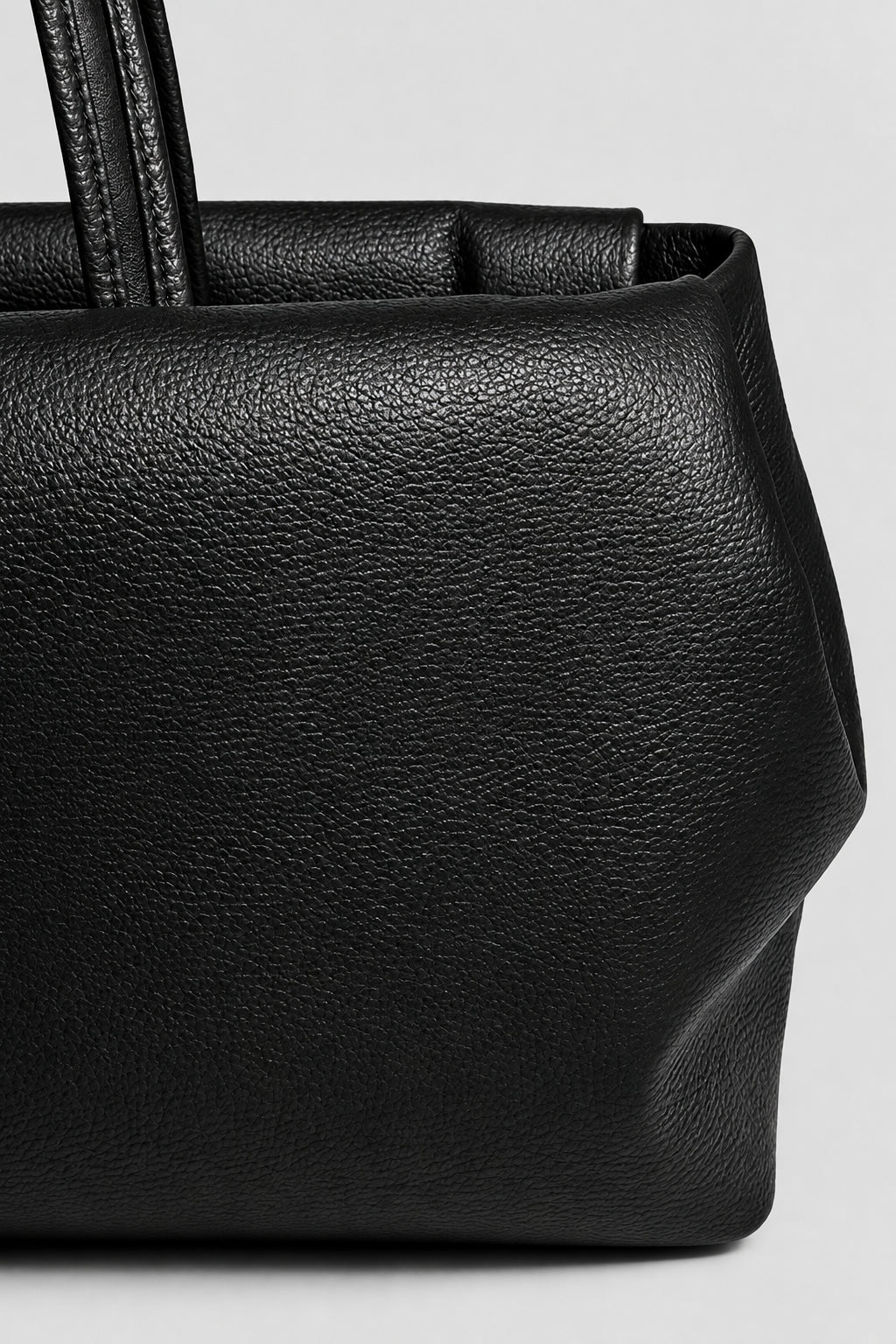 Inverted Fold Tote Bag in Grain Black