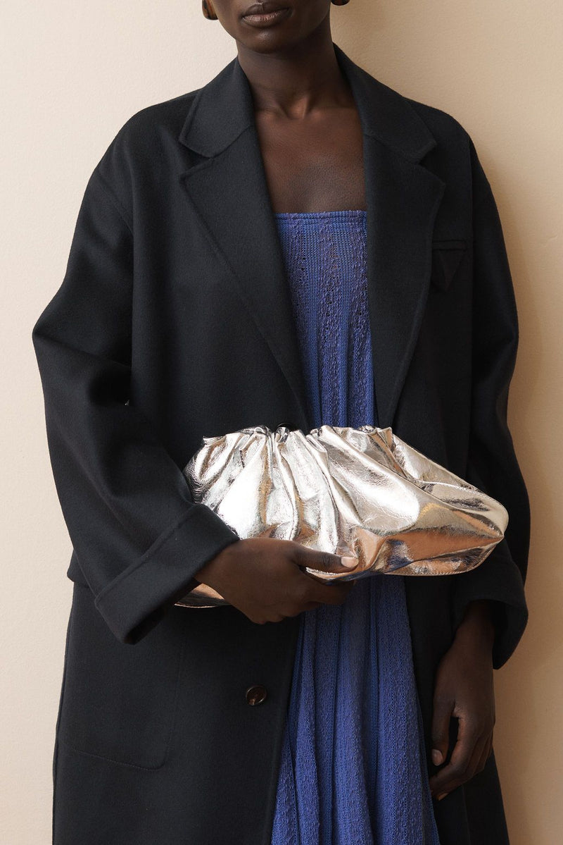 Cloud Clutch Bag in Metallic Silver