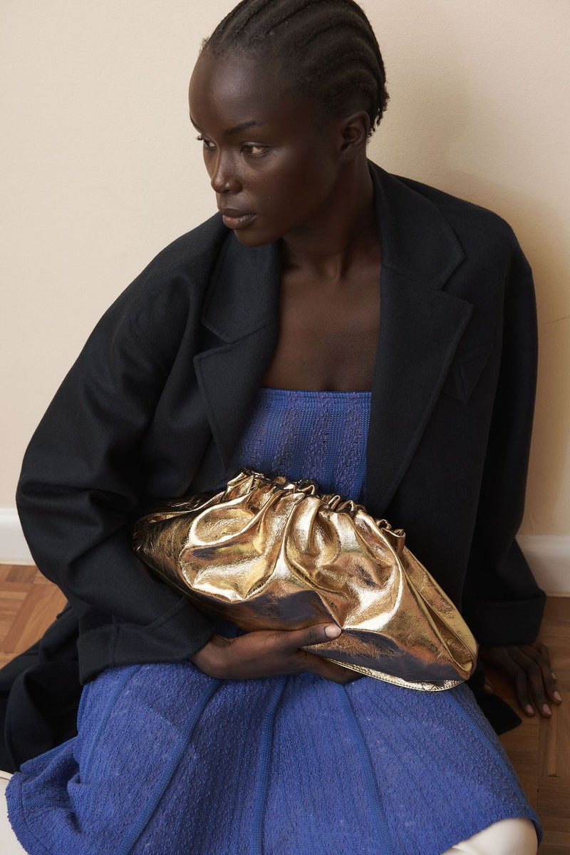 Cloud Clutch Bag in Metallic Gold