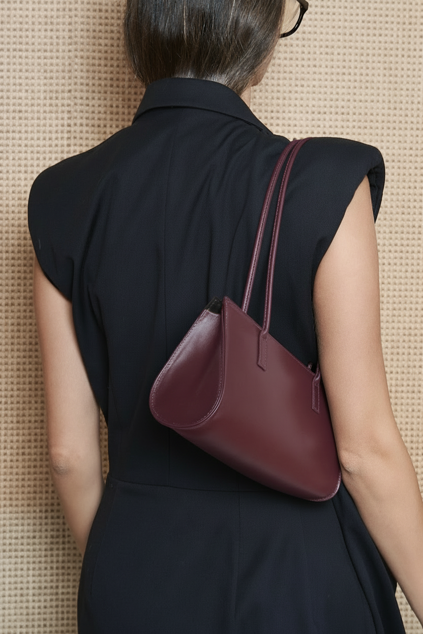 Cylinder Shoulder Bag in Smooth Burgundy