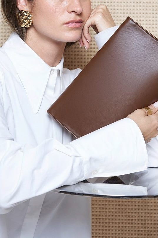 Teardrop Clutch in Smooth Chestnut