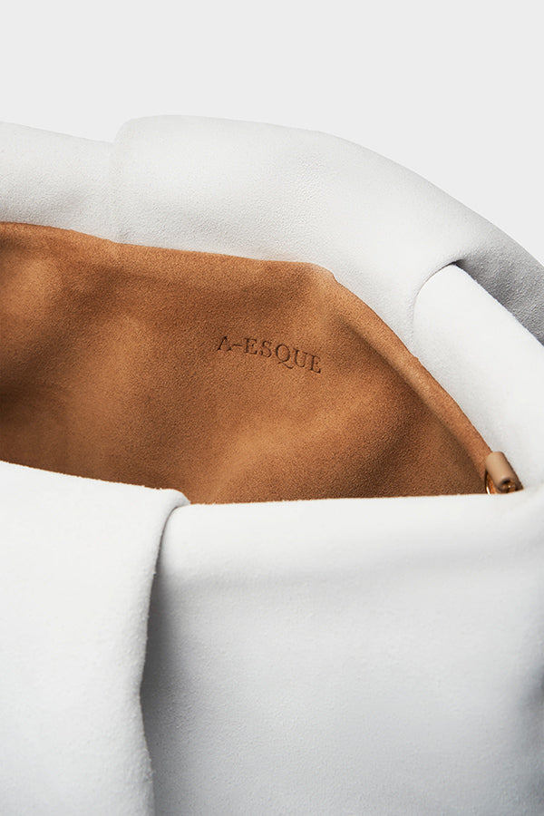 Fold Clutch in Suede White
